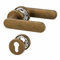 Amerdeco Maniglia per porta interna bronzo retrò con rosetta rotonda, set maniglia PZ con cilindro europeo, classico per porte d'ingresso e interne