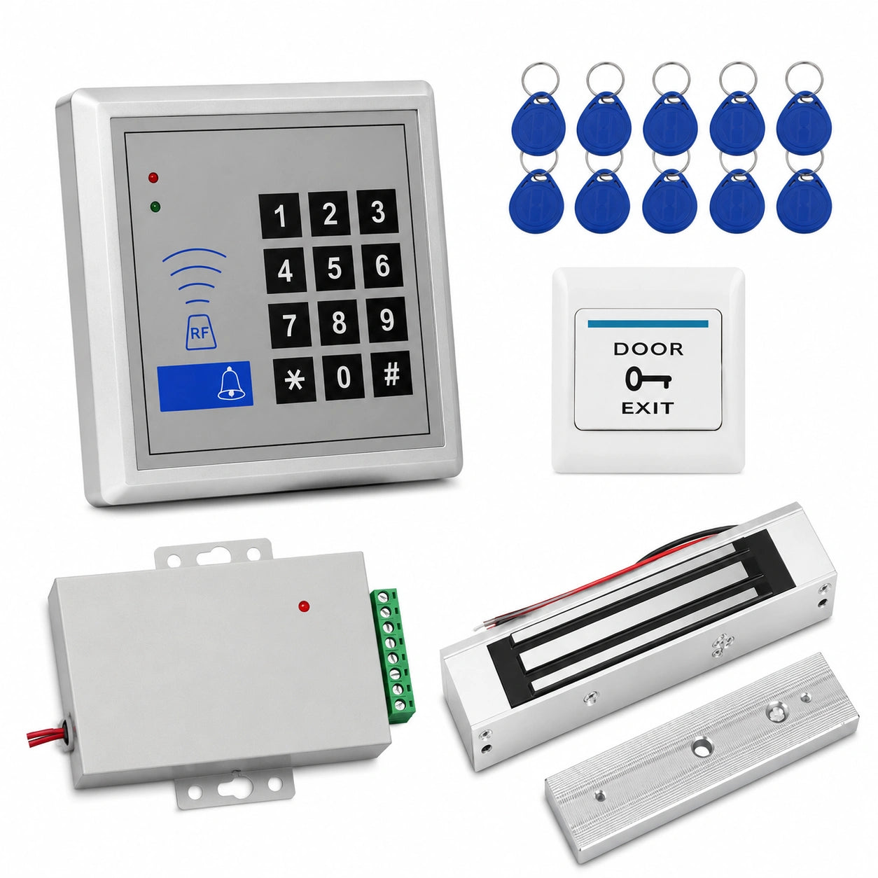 Set completo di sistema di controllo accessi per porta RFID con tastiera di ingresso per porta autonoma 125 KHz, serratura magnetica elettrica 180