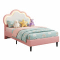 Letto Imbottito per Bambino 90 × 200, Letto per Bambino con LED, Letti Principessa per Ragazza, Letti per Adolescenti Ragazza (Rosa+Cuoio, 90 × 200