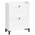 Scarpiera Salvaspazio con 2 Ante a Ribalta Divisorio Regolabile, Mobile Scarpiera Bianco per Ingresso, Armadio Portascarpe Compatto in Legno 80 × 30