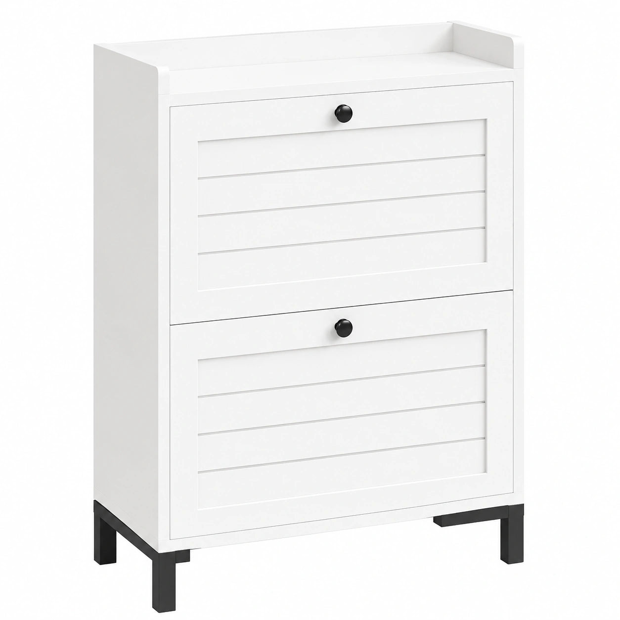 Scarpiera Salvaspazio con 2 Ante a Ribalta Divisorio Regolabile, Mobile Scarpiera Bianco per Ingresso, Armadio Portascarpe Compatto in Legno 80 × 30