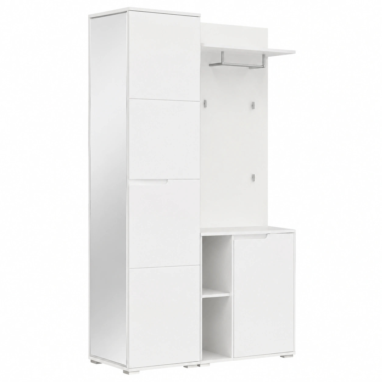- Spilla - Guardaroba completo in legno laminato di colore bianco, bianco lucido. Dimensioni LAP 120 × 198 × 40 cm