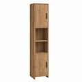 Mobile a Colonna a 2 Ante a 2 Scomparti Aperti per Cucina Dispensa Armadio Alto Stretto Multiuso per Bagno Ingresso con Ripiani 180 × 35 × 30 cm -