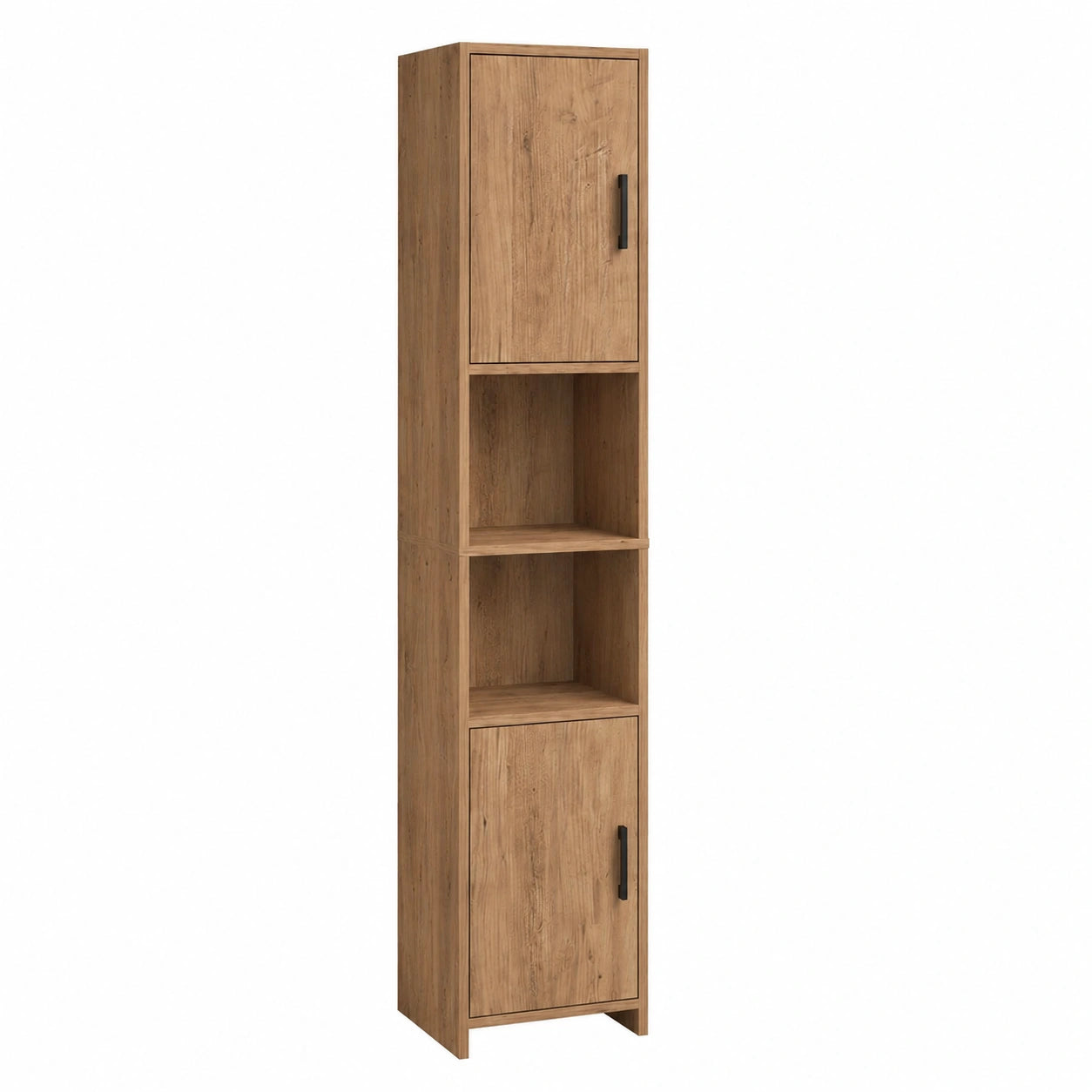 Mobile a Colonna a 2 Ante a 2 Scomparti Aperti per Cucina Dispensa Armadio Alto Stretto Multiuso per Bagno Ingresso con Ripiani 180 × 35 × 30 cm -