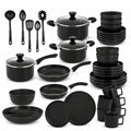 Tectake, set cucina completo, 45 pezzi, set servizio piatti per 6 persone, per microonde