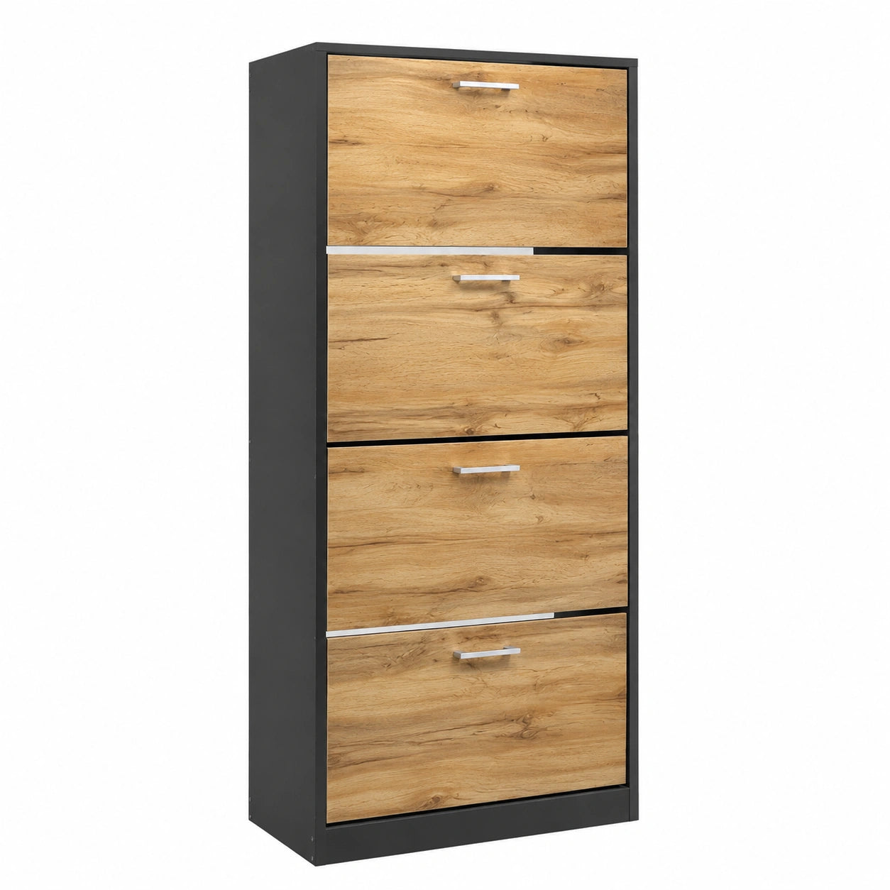 Armadio Salvaspazio Disponibile 3, 4 Ante Vari Colori PortaScarpe Alto Stretto Ingresso Corridoio Scarpiere - Nero - 4 Ante