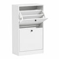 Armadio stretto scarpe 2 ante 8 paia 47 × 26 × 85 cm bianco venato, Scarpiere per l'ingresso, con ripiani regolabili.