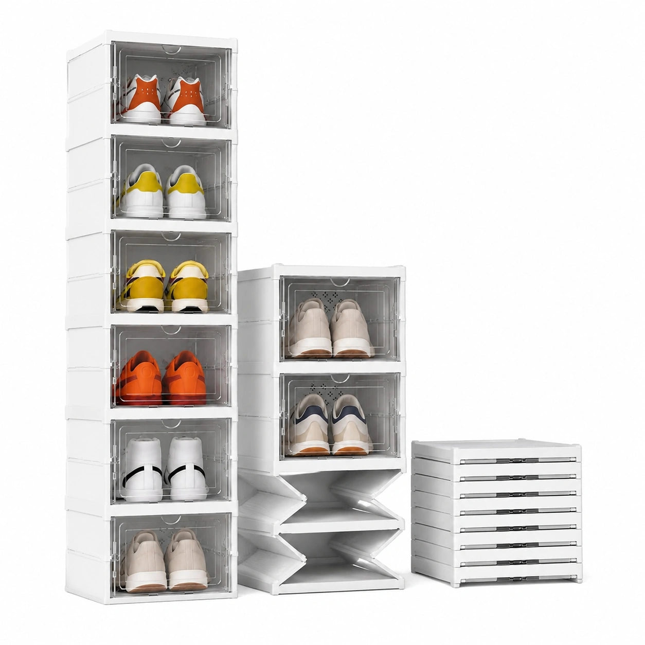 Scarpiera Salvaspazio Slim 6 Scomparti con Ante Trasparenti - Scarpiera Ingresso con retrò VENTILATO e RESISTENTE - Montaggio Senza Attrezzi -