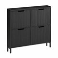 Armadio Scarpiera con 4 Ante Ribalta 100 × 19 × 91cm per Ingresso, Scarpiera alta e stretta in legno, salvaspazio slim per corridoio, moderno e nero