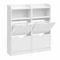 Yaheetech Scarpiera Slim Compatta Porta Scarpe Autoportante 100 × 17 × 108cm, Armadietto per Scarpe a 4 Ribalte e 2 Scomparti Aperti, Per Ingresso