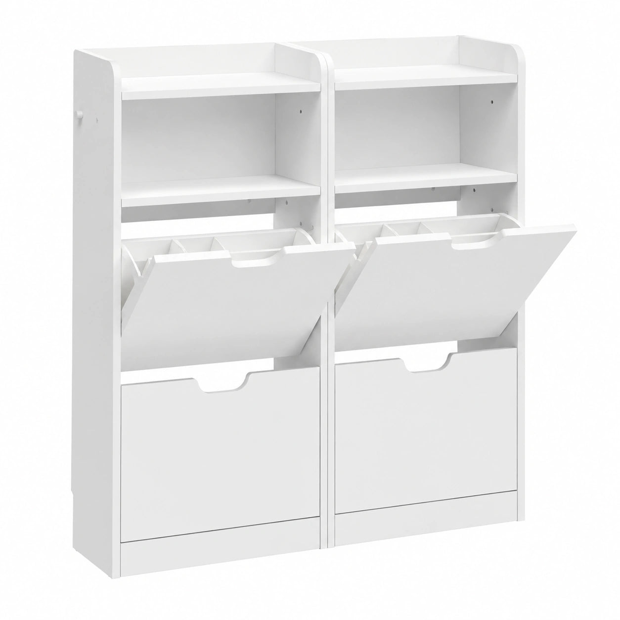 Yaheetech Scarpiera Slim Compatta Porta Scarpe Autoportante 100 × 17 × 108cm, Armadietto per Scarpe a 4 Ribalte e 2 Scomparti Aperti, Per Ingresso